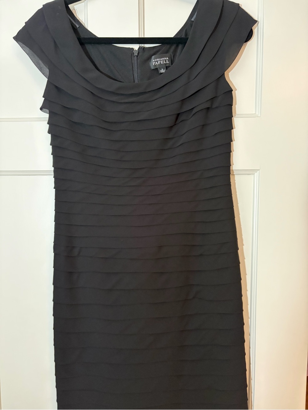 Adrianna Papell Black Layered Midi Sheath Dress
